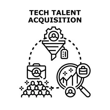 Tech talent acquisition recruiting process selecting workforce Stock Illustration