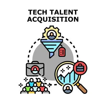 Tech talent acquisition recruiting process selecting workforce Stock Illustration