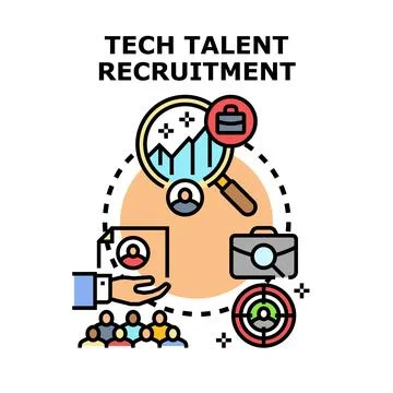 Tech talent recruitment process connecting job seekers with opportunities Иллюстрация