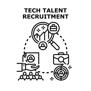 Tech talent recruitment process connecting job seekers with opportunities Stock Illustration