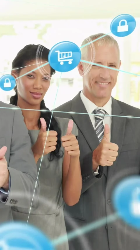 Tech team in office man speaking launching lock or cart network raising Stock Footage 334602837