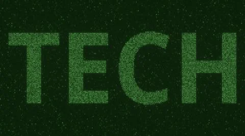 TECH text made with many symbols on computer screen, 3d rendering 스톡 일러스트