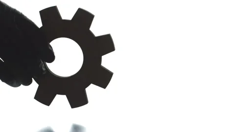TECH text pops up from the cogwheel silhouette Stock Footage 142928961