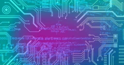 Tech-themed graphic blending circuitry with vibrant gradients for diverse uses. Stock Footage 328096856