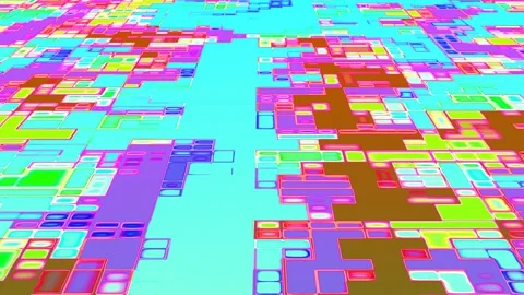 Tech-Themed Pulsing Blocks Rectangle Upward Motion Graphic Animation Video Stock Footage 312657772
