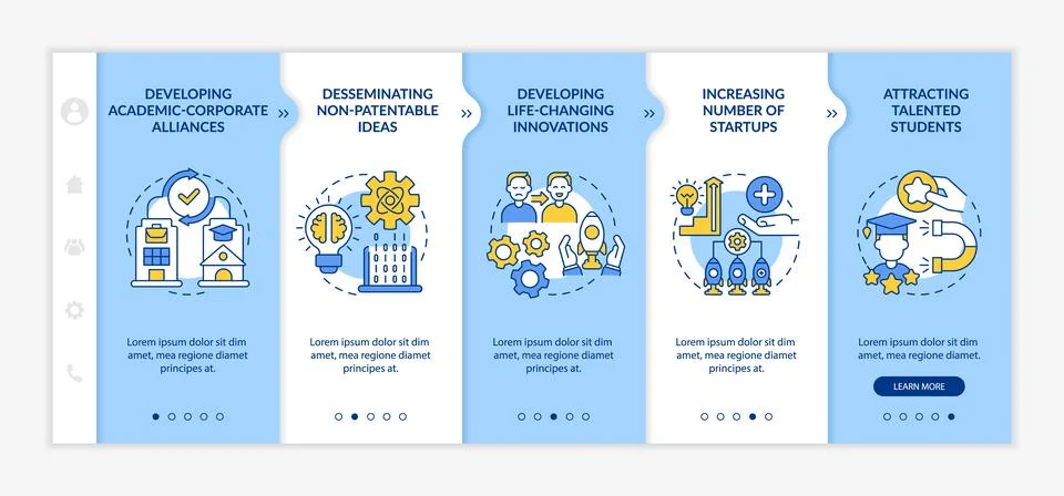 Tech transfer benefits onboarding vector template 스톡 일러스트