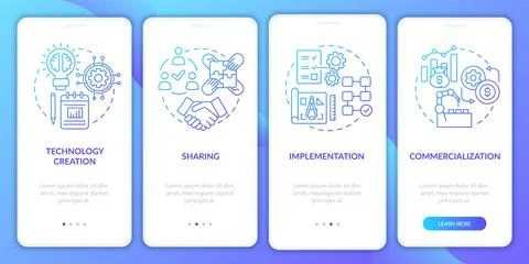 Tech transfer phases onboarding mobile app page screen Illustrazione stock