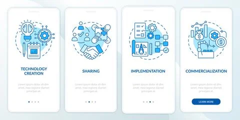 Tech transfer stages onboarding mobile app page screen Illustrazione stock