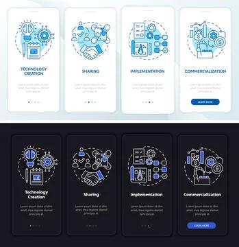 Tech transfer steps onboarding mobile app page screen Illustrazione stock