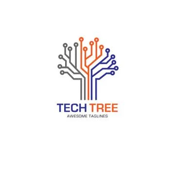 Tech tree logo concept Stock Illustration
