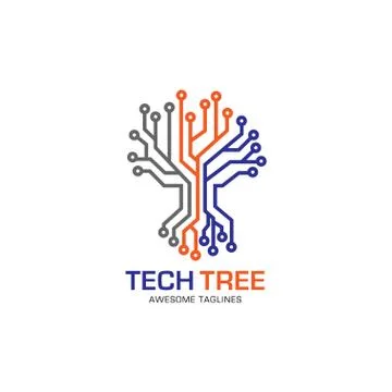 Tech tree logo concept Stock Illustration