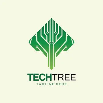 Tech tree logo concept,green network technology logo vector.tech tree electri イラスト素材