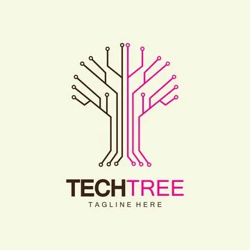 Tech tree logo concept,green network technology logo vector.tech tree electri Stock Illustration