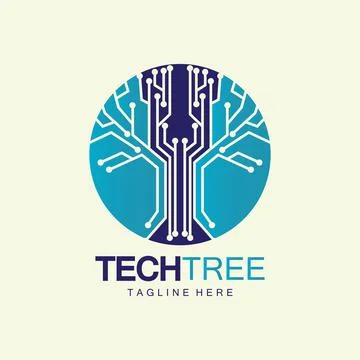 Tech tree logo concept,green network technology logo vector.tech tree electri Illustrazione stock