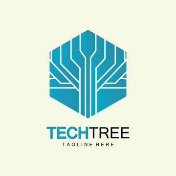 Tech tree logo concept,green network technology logo vector.tech tree electri Stock Illustration