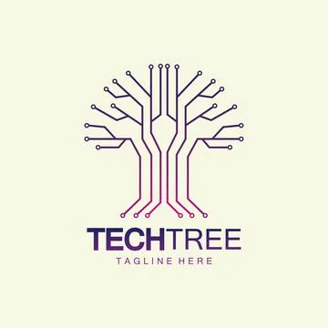 Tech tree logo concept,green network technology logo vector.tech tree electri Stock Illustration