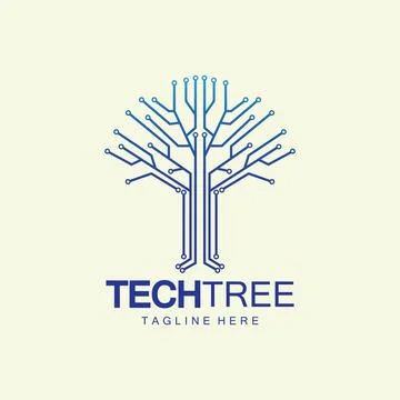 Tech tree logo concept,green network technology logo vector.tech tree electri Stock Illustration
