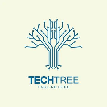 Tech tree logo concept,green network technology logo vector.tech tree electri Stock Illustration