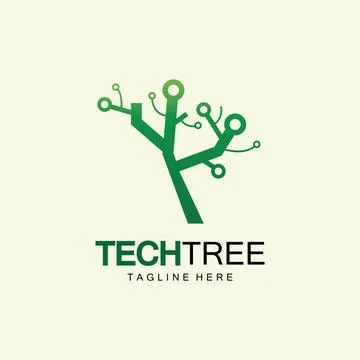 Tech tree logo concept,green network technology logo vector.tech tree electri Stock Illustration