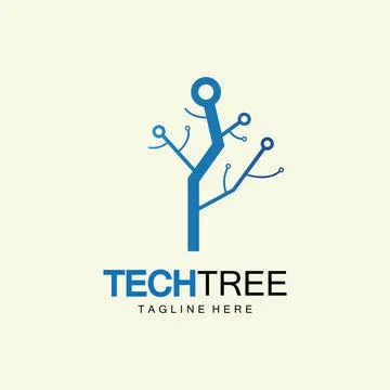 Tech tree logo concept,green network technology logo vector.tech tree electri Illustrazione stock