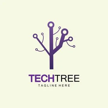 Tech tree logo concept,green network technology logo vector.tech tree electri Stock Illustration