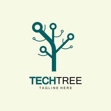 Tech tree logo concept,green network technology logo vector.tech tree electri Illustrazione stock