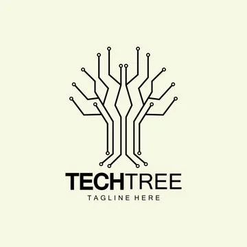 Tech tree logo concept,green network technology logo vector.tech tree electri Illustrazione stock