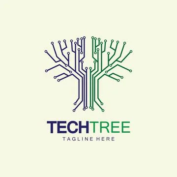 Tech tree logo concept,green network technology logo vector.tech tree electri 스톡 일러스트