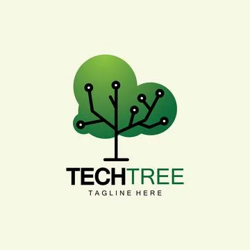Tech tree logo concept,green network technology logo vector.tech tree electri Stock Illustration