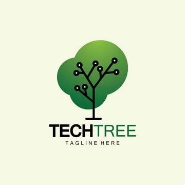 Tech tree logo concept,green network technology logo vector.tech tree electri Stock Illustration