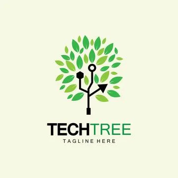 Tech tree logo concept,green network technology logo vector.tech tree electri 스톡 일러스트