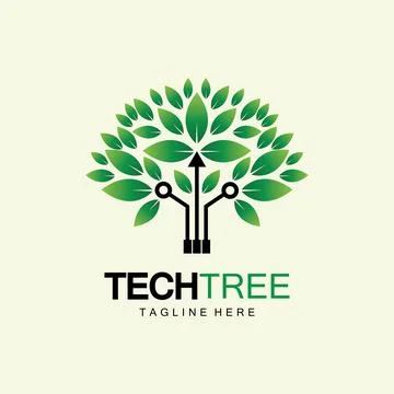 Tech tree logo concept,green network technology logo vector.tech tree electri 스톡 일러스트