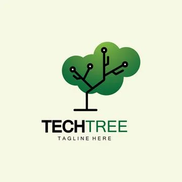 Tech tree logo concept,green network technology logo vector.tech tree electri 스톡 일러스트