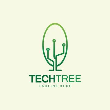 Tech tree logo concept,green network technology logo vector.tech tree electri Illustrazione stock