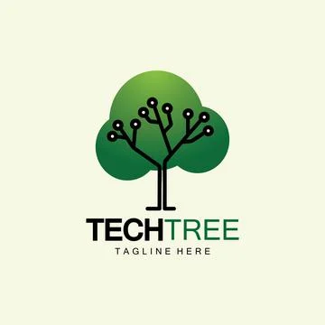Tech tree logo concept,green network technology logo vector.tech tree electri Stock Illustration
