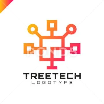 Tech tree square chip integrate technology element icons business logo Ilustraciones de archivo