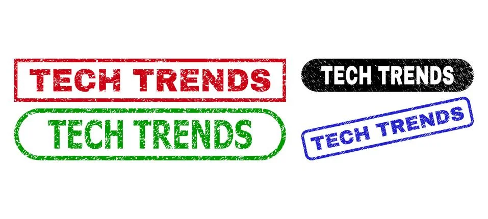 TECH TRENDS Rectangle Seals Using Scratched Texture Stock Illustration