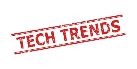 TECH TRENDS Stamp with Distress Texture and Double Parallel Lines Stock Illustration