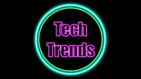Tech Trends Text Animation with Neon Glow &amp; Glowing Circles. Stock Footage 282577115