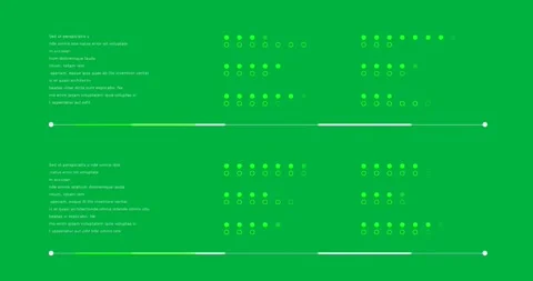 Tech UI showing dual text blocks with green status icons, progress bars on Stock Footage 317527137