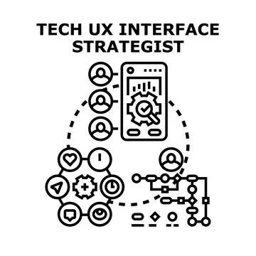 Tech ux interface strategist creating user experience strategy Ilustração Stock