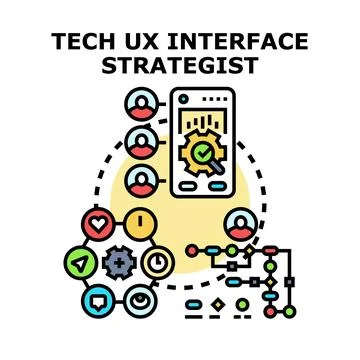 Tech ux interface strategist creating user experience strategy 스톡 일러스트