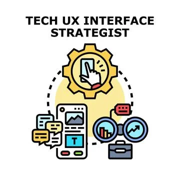 Tech ux interface strategist developing digital solutions concept Stock Illustration