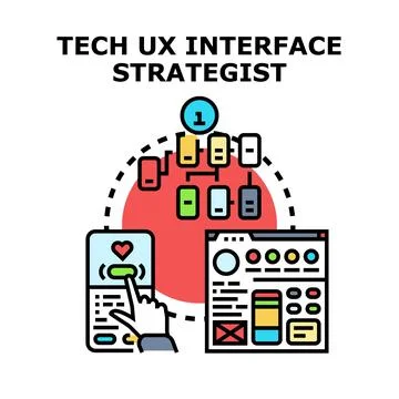 Tech ux interface strategist developing digital experience Stock Illustration