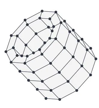 Tech vector wireframe cylinder. 3d Line vector illustration. Isolated on white Stock Illustration