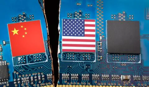 Tech war between China and the USA Foto stock