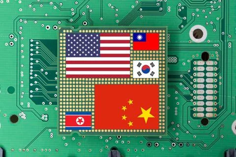 Tech war between China and the USA Stock Photos