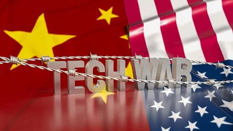 The Tech war text and barbed wire for Business or technology concept 3d ren.. 写真素材