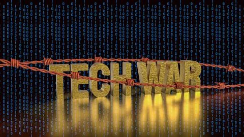 The Tech war text and barbed wire for Business or technology concept 3d ren.. 写真素材