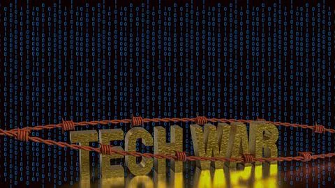 The Tech war text and barbed wire for Business or technology concept 3d ren.. Stock Photos